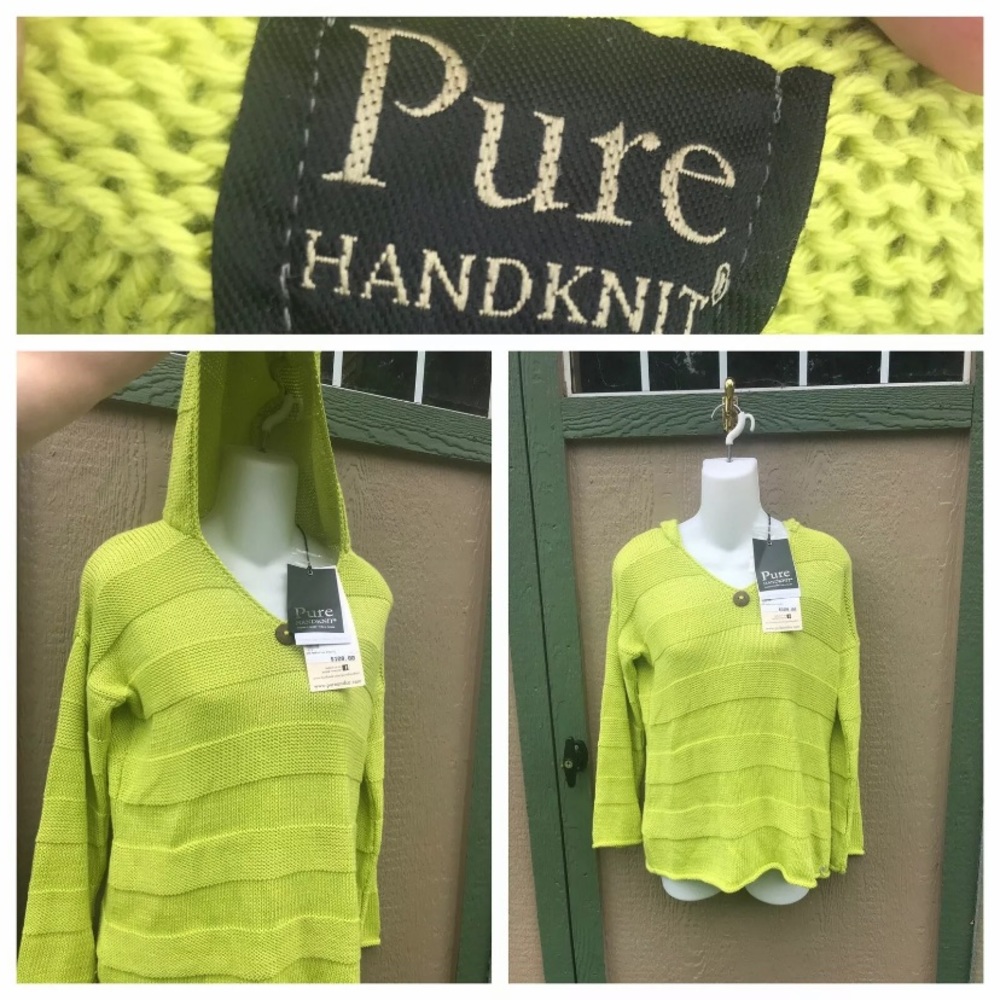 NWT Pure Hand Knit Hooded Jacket Sz M/L